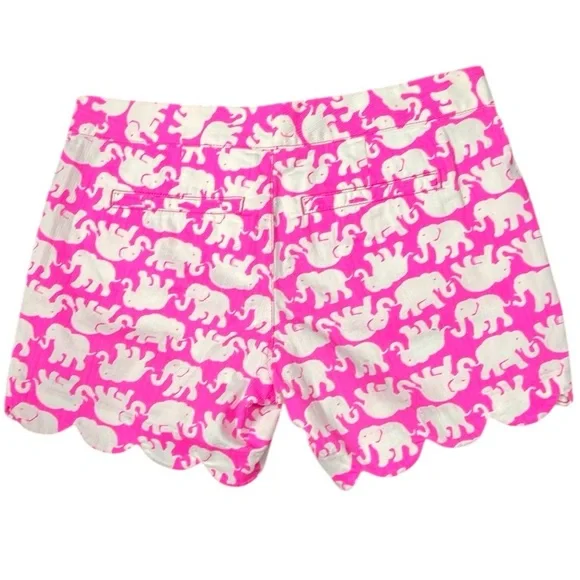 Lilly Pulitzer EC Buttercup vibrant pink & white elephant print scalloped hem. - Picture 4 of 4